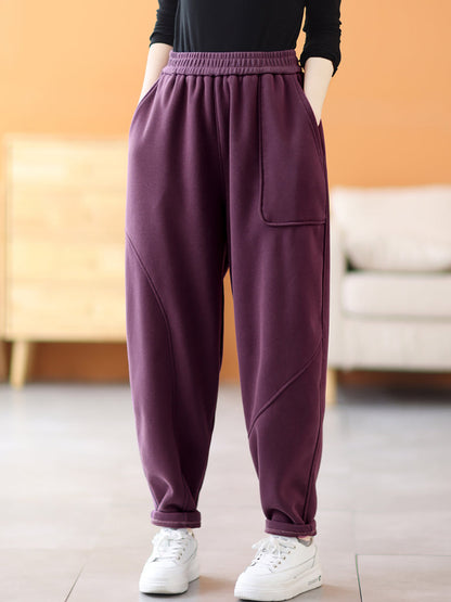 Plus Size Women Casual Winter Fleece-lined Harem Pants