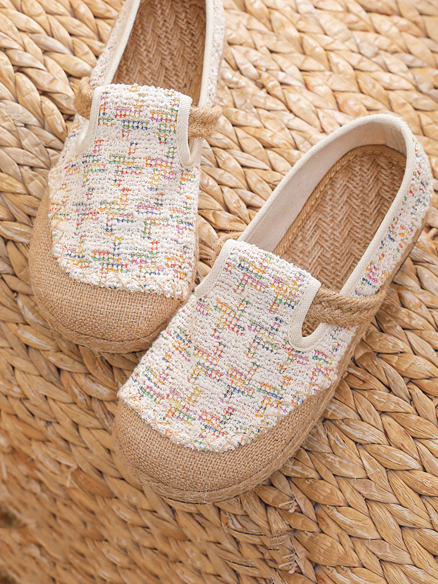 Women Artsy Canvas Linen Spliced Flat Shoes