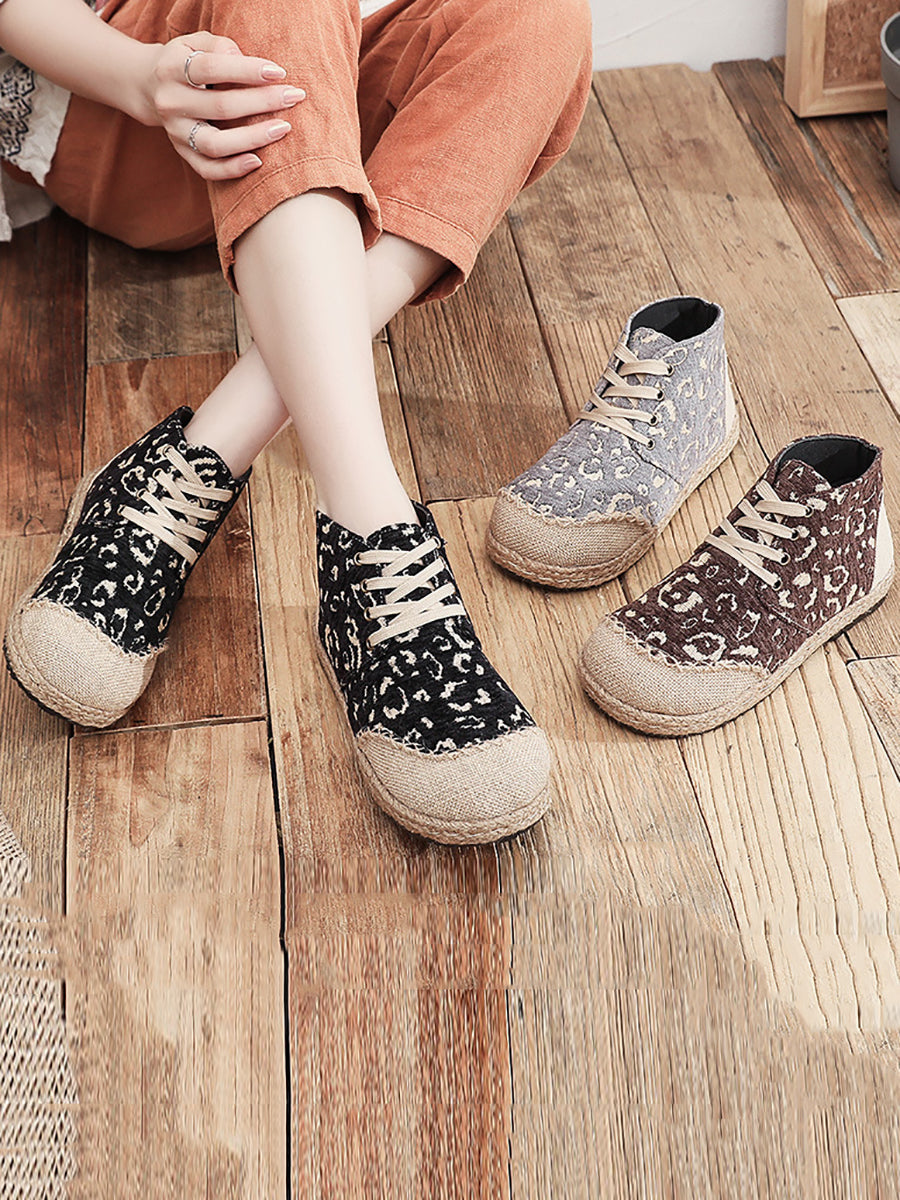 Women Ethnic Print Linen Cotton Shoes