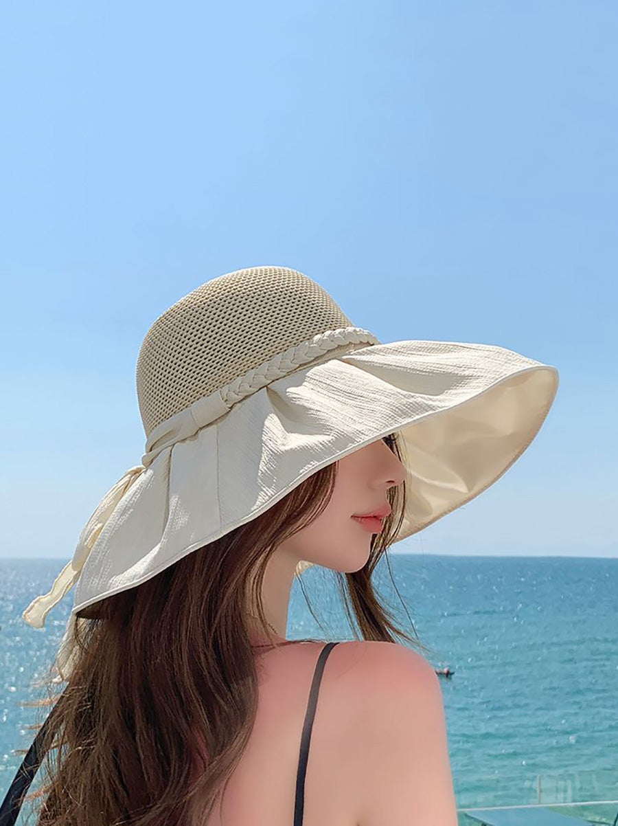 Women Summer Artsy Straw Spliced Sunproof Hat