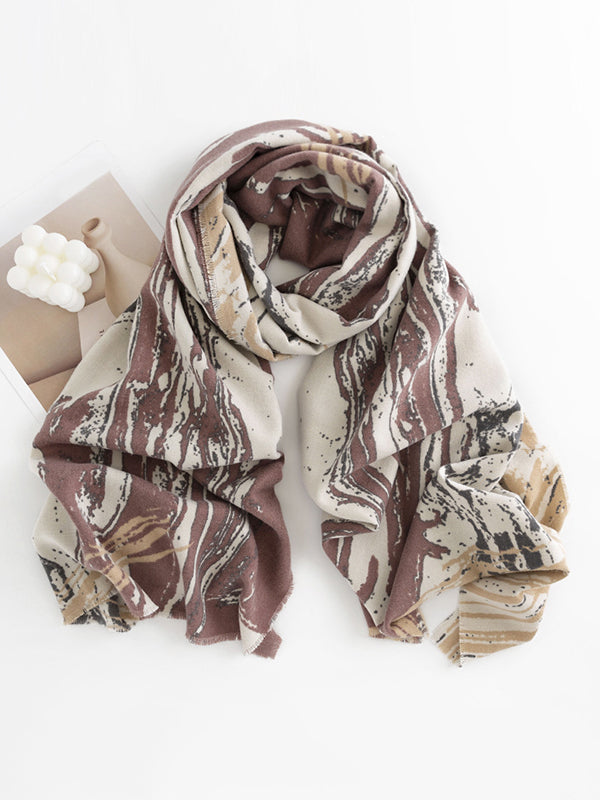Keep Warm Printed Tasseled Shawl&Scarf