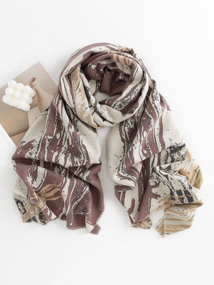 Keep Warm Printed Tasseled Shawl&Scarf