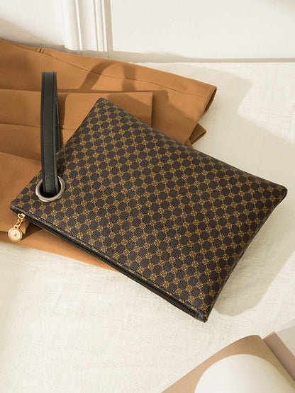 Crocodile Texture Geometric Print Zipper Handbag