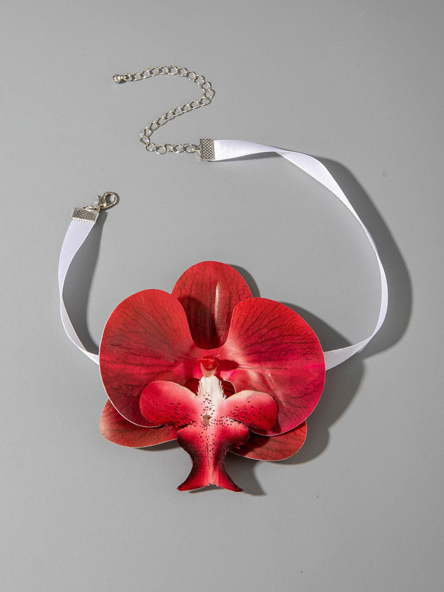 Three-Dimensional Flower Solid Color Flower Shape Necklaces Accessories