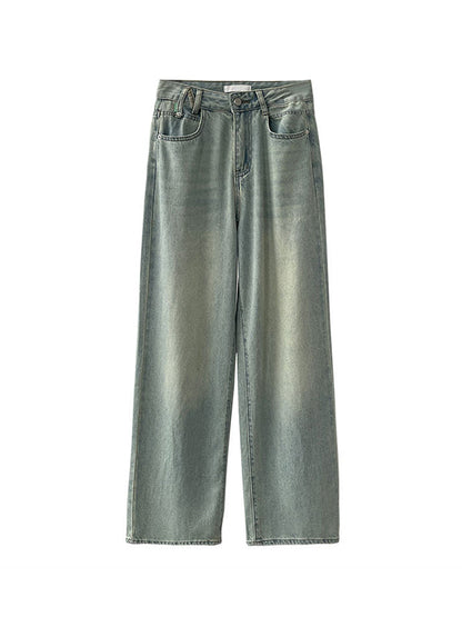 High Waisted Loose No Belt Pockets Jean Pants Bottoms
