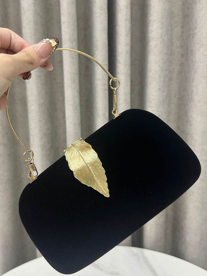 Chains Leaves Shape Lock Pleated Crossbody Bags Evening Bags & Clutches