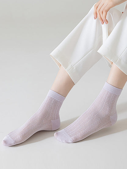 4 Pairs Women Summer Thin Cotton Socks