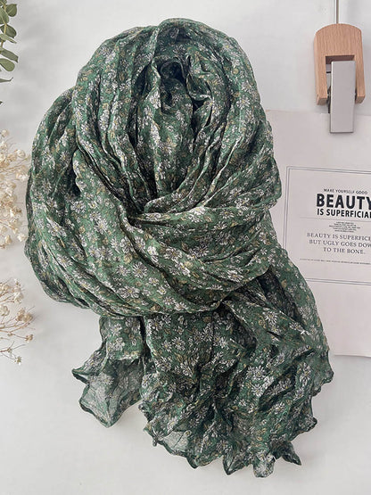 Women Summer Vintage Floral Cotton Scarf