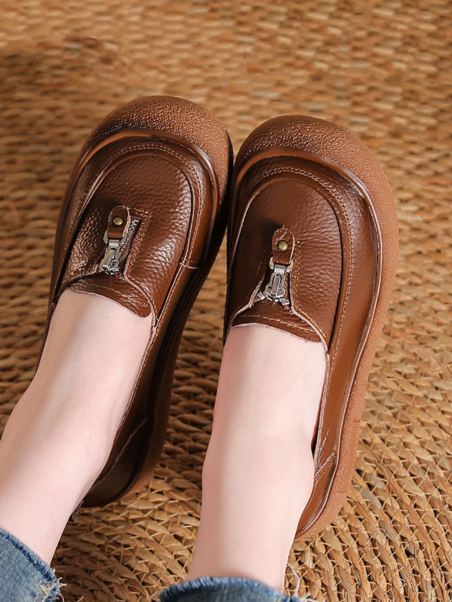 Women Vintage Summer Soft Leather Platform Shoes