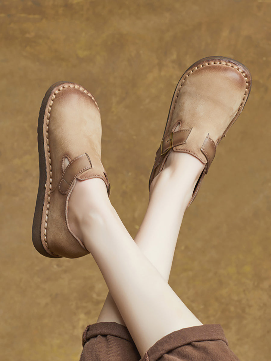 Women Casual Soft Genuine Leather Flat Shoes