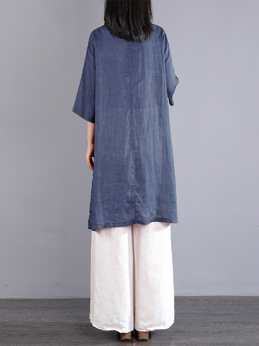 Plus Size Women Summer Vintage Loose 100%Linen Blouse