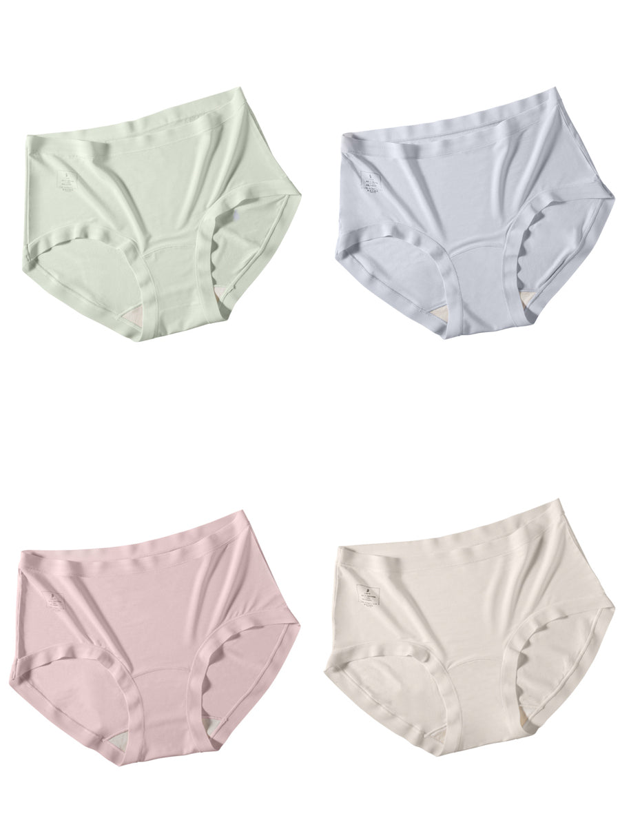 4 Pieces Summer Women Casual Pure Color Underwear