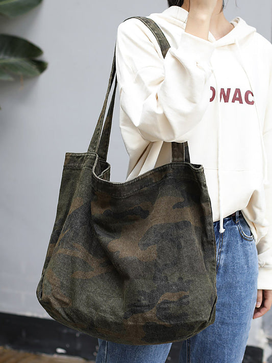 Women Vintage Camouflage Canvas Shoulder Bag