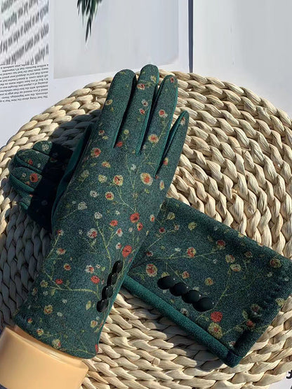 Winter Outdoor Floral Windproof Fashion Gloves