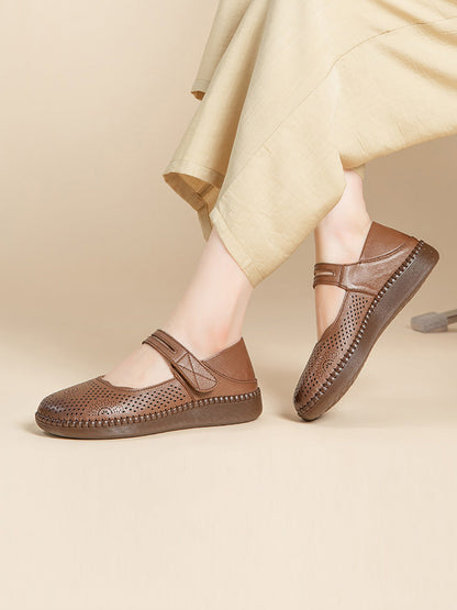 Women Summer Casual Genuinel Leather Low Heel Shoes