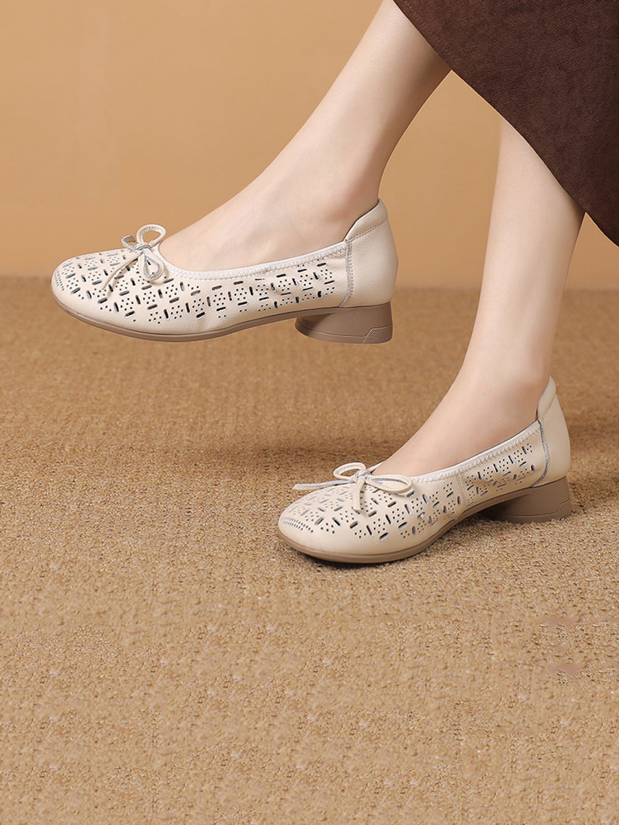Women Summer Artsy Genuine Leather Low Heel Shoes