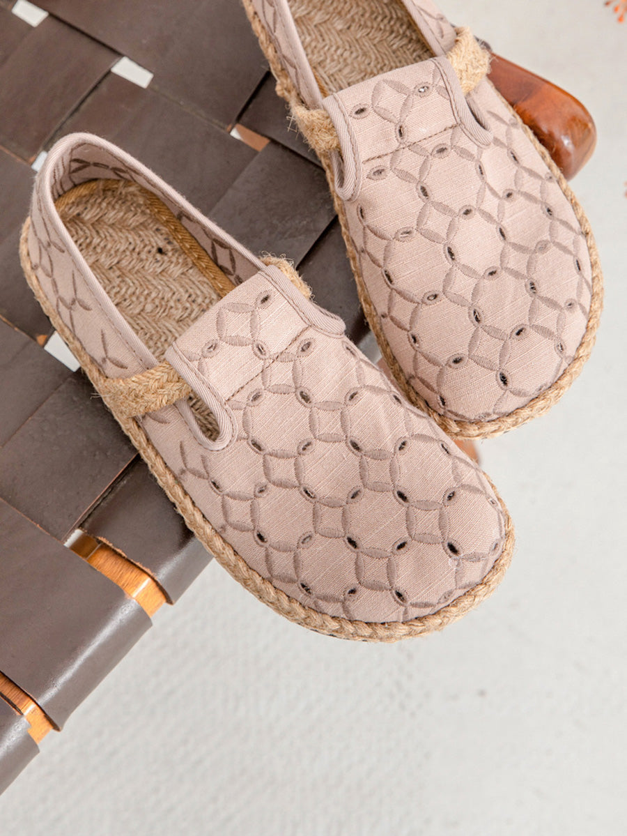 Women Summer Casual Hollow Out Flat Cotton Shoes