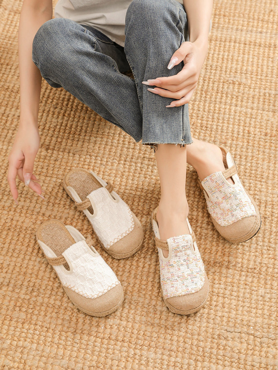 Women Linen Summer Flat Shoes