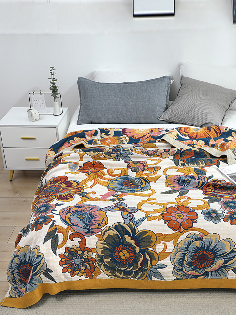 100%Cotton Flower Bedcover Sofa Blanket