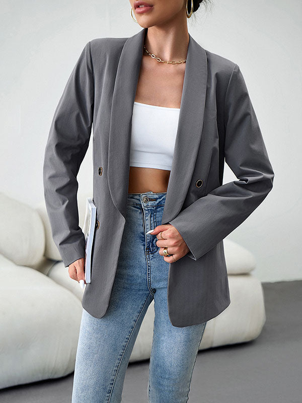 Long Sleeves Loose Split-Joint Lapel Blazer Outerwear