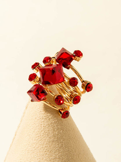 Geometric Rhine Stones Rings Accessories