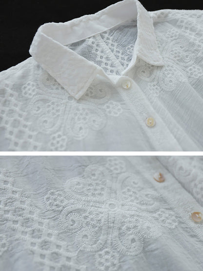 Women Summer Artsy Embroidery Shirt