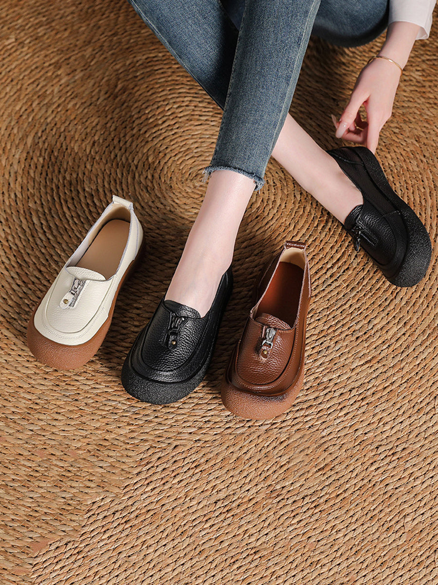 Women Vintage Summer Soft Leather Platform Shoes