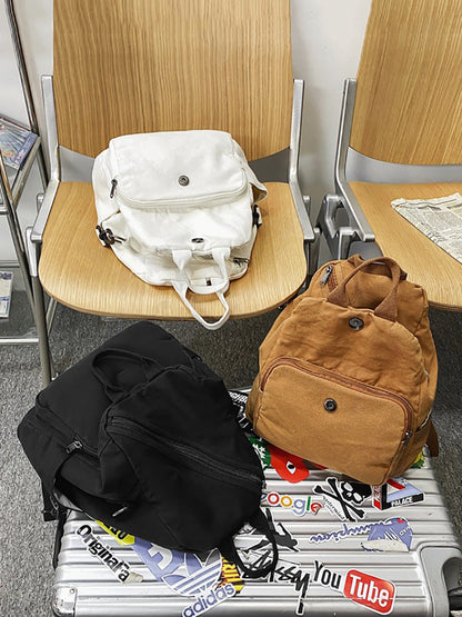 Japan Style Canvas Solid Shoulder Bags Backpack