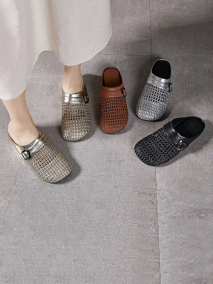 Women Casual Summer Weave Hollow Out Slippers
