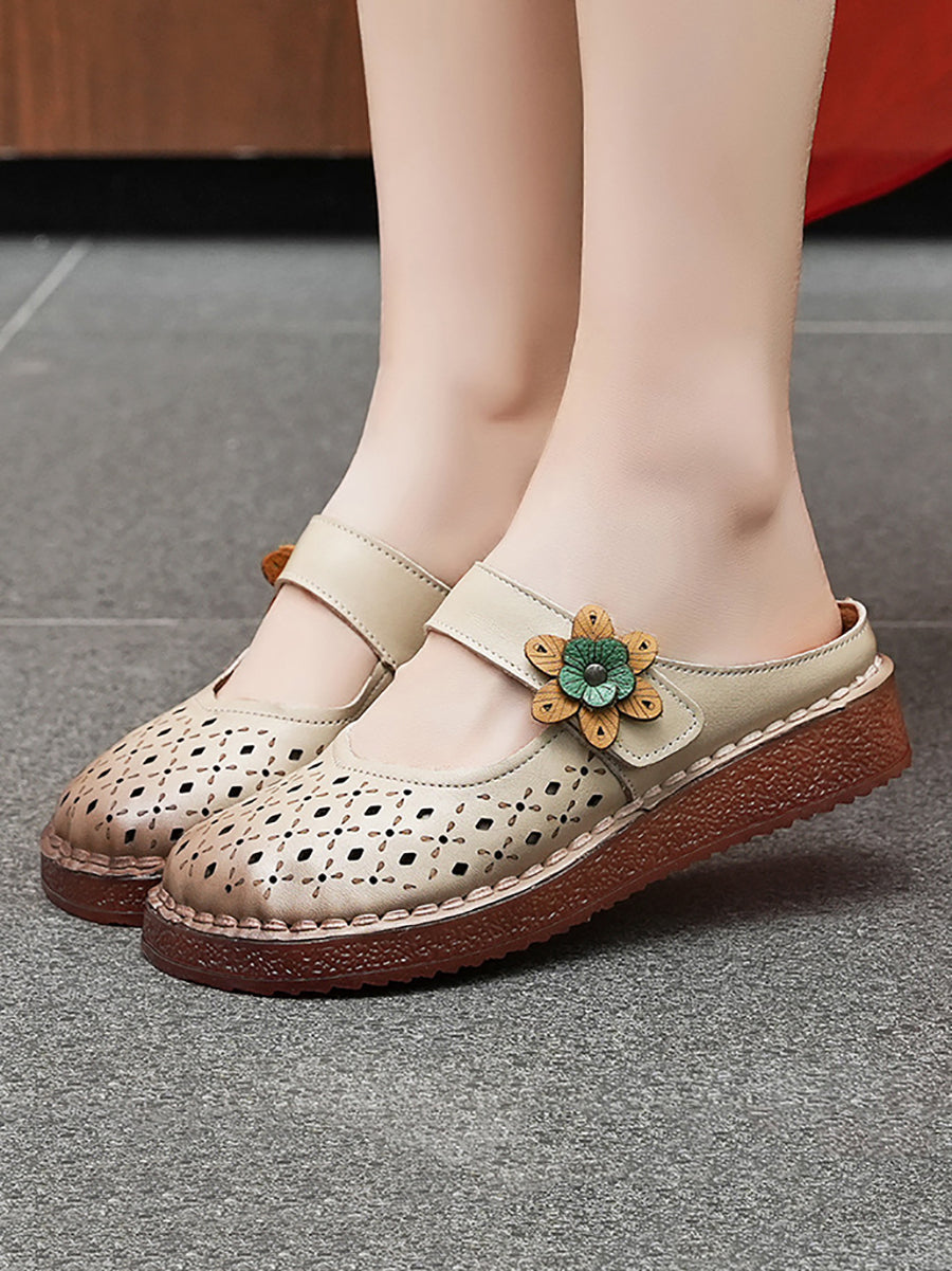 Women Summer Vintage Genuine Leather Sandals