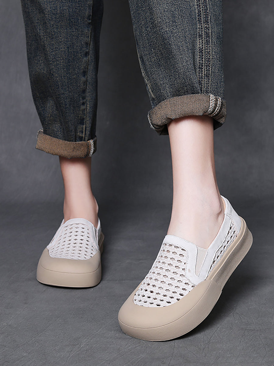 Women Casual Summer Soft Leather Flat Shoes