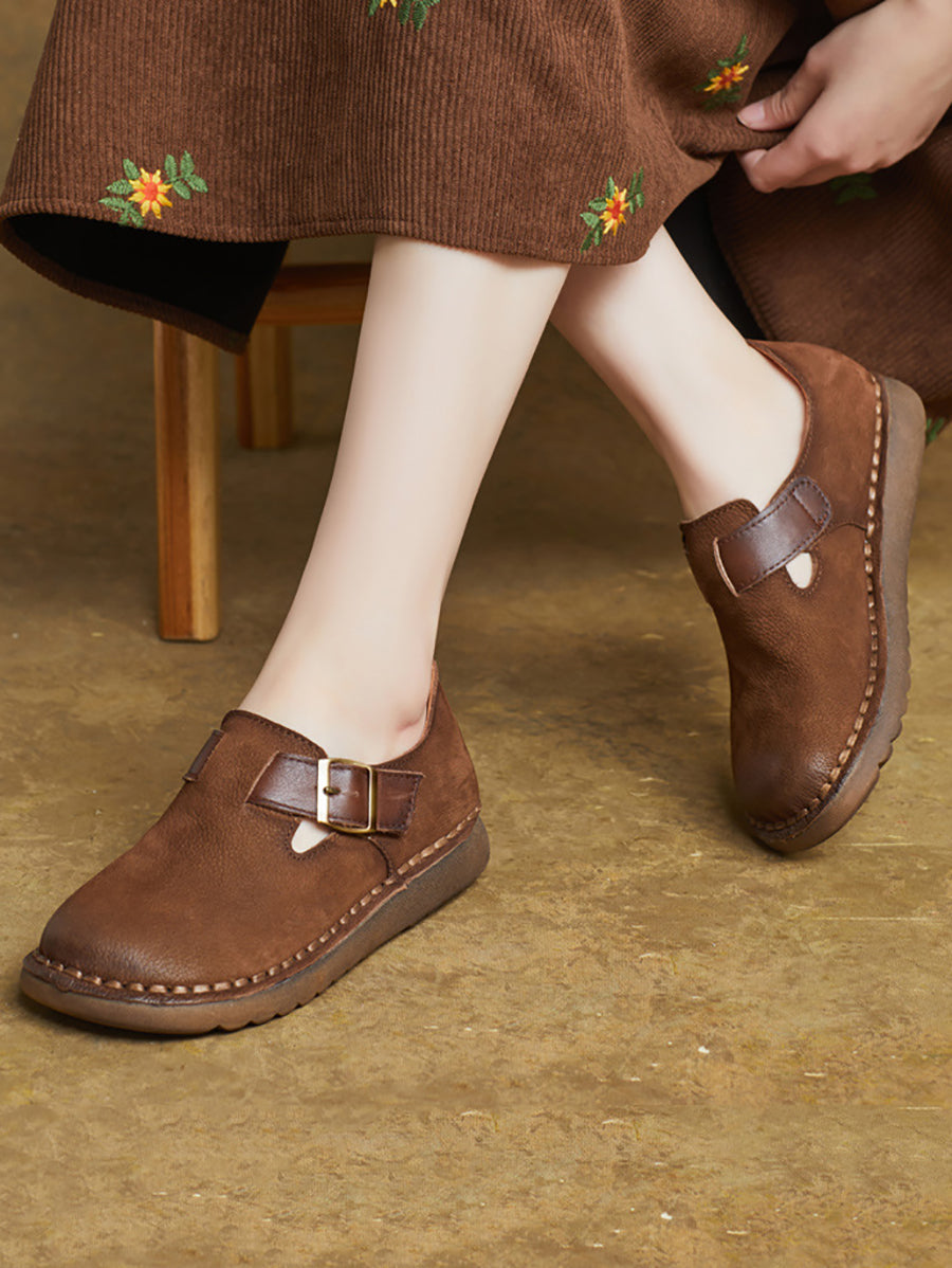 Women Casual Soft Genuine Leather Flat Shoes