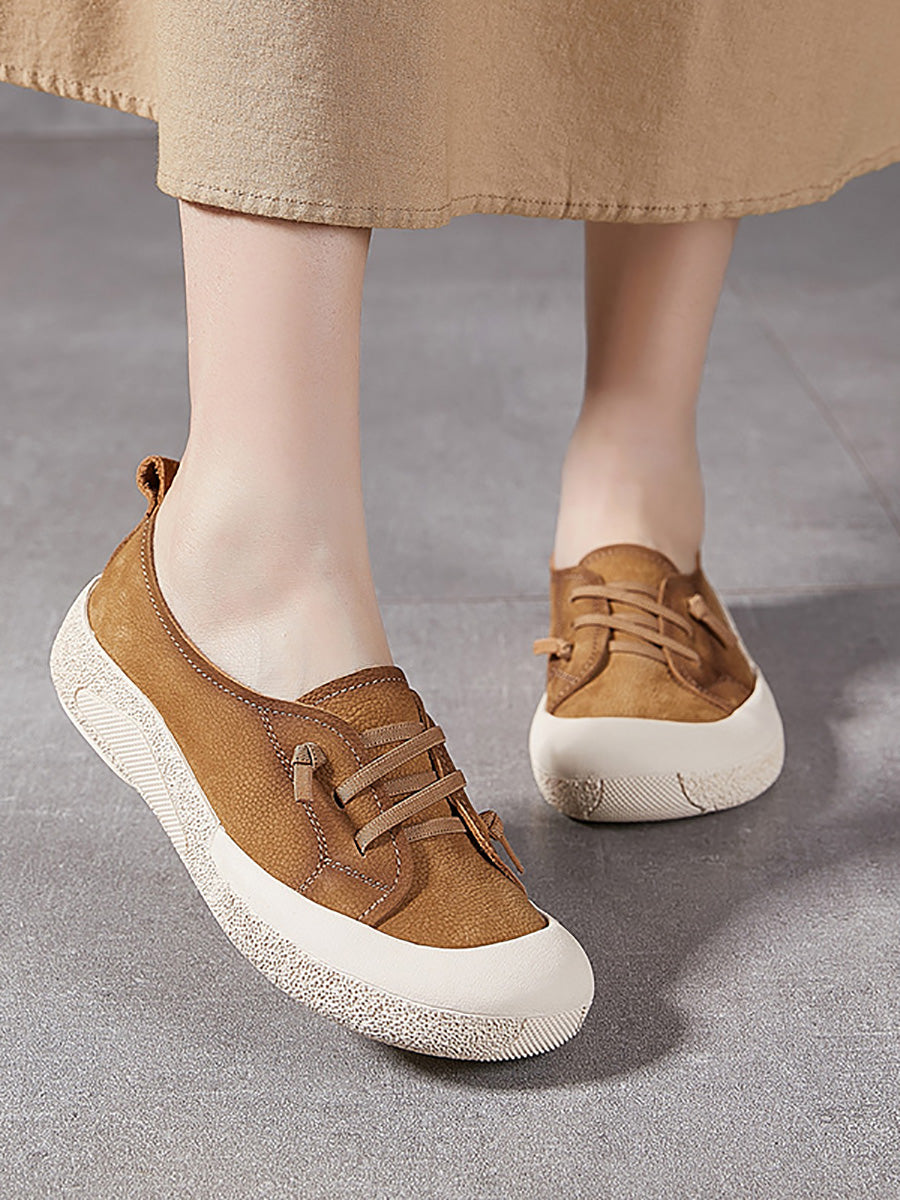 Women Casual Summer Genuine Leather Flat Shoes