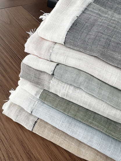 Women Summer Artsy Colorblock Cotton Tassel Scarf