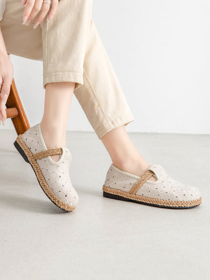 Women Summer Casual Hollow Out Flat Cotton Shoes