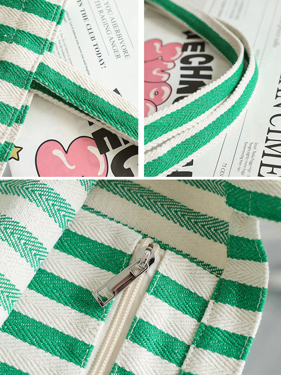 Women Casual Stripe Canvas Shoulder Bag