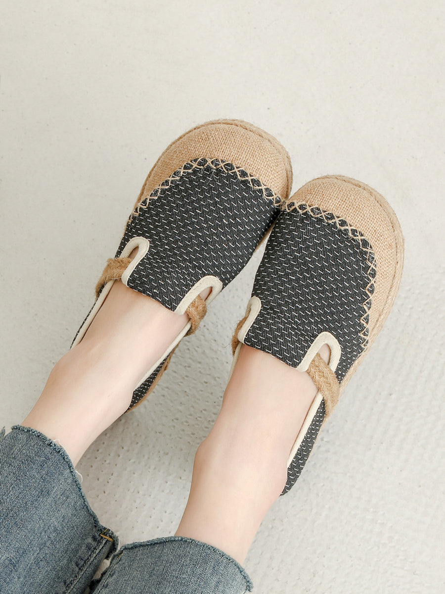 Women Summer Canvas Stitching Flat Shoes