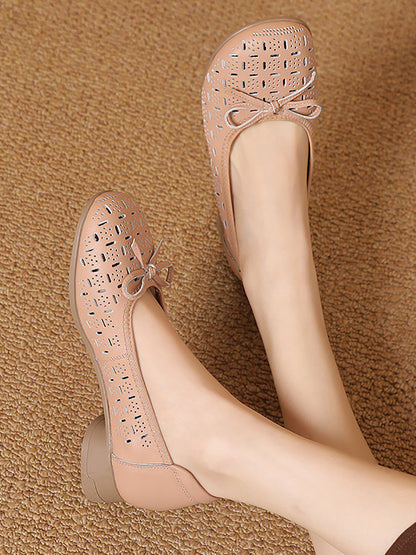 Women Summer Artsy Genuine Leather Low Heel Shoes