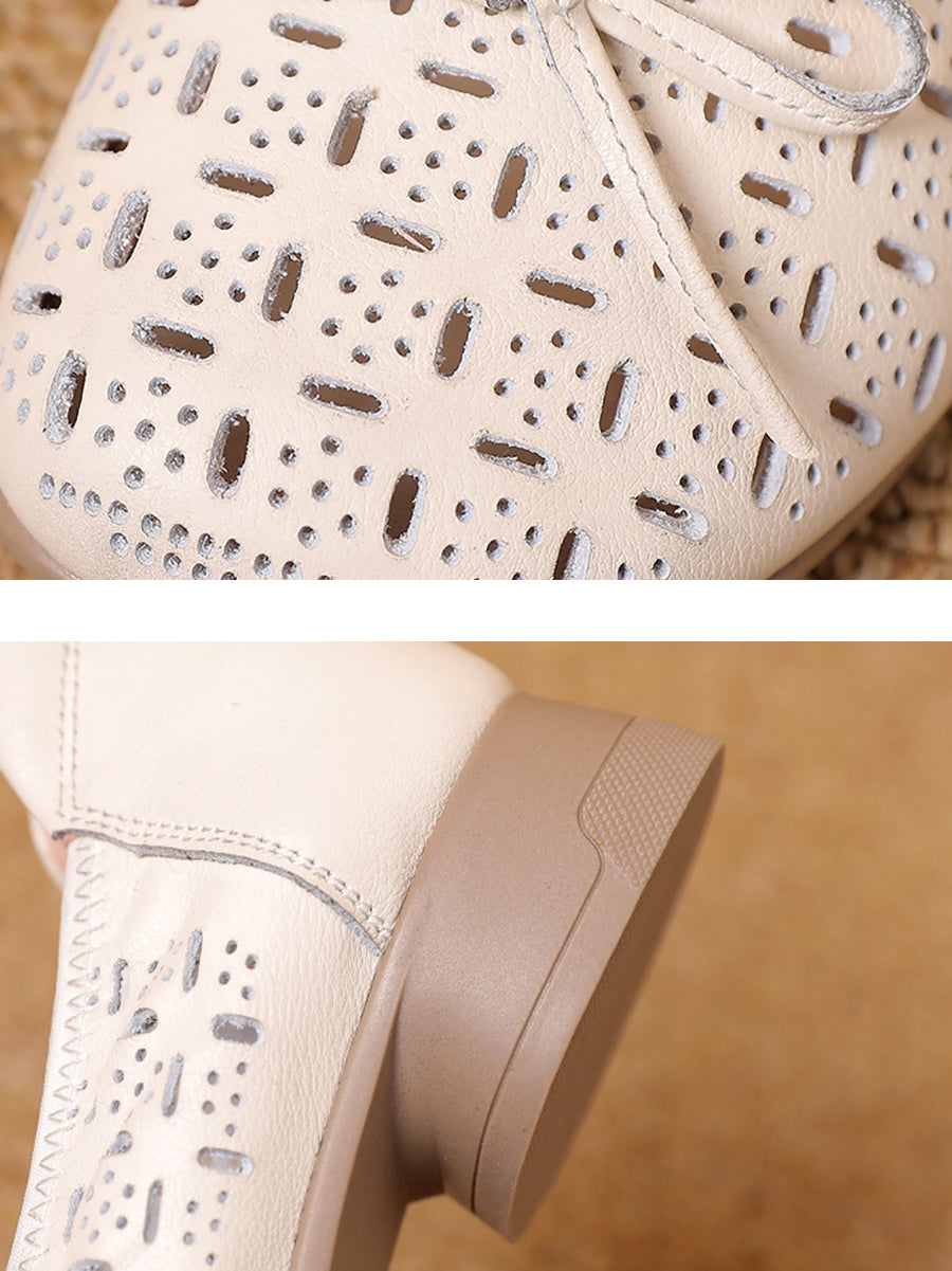 Women Summer Artsy Genuine Leather Low Heel Shoes