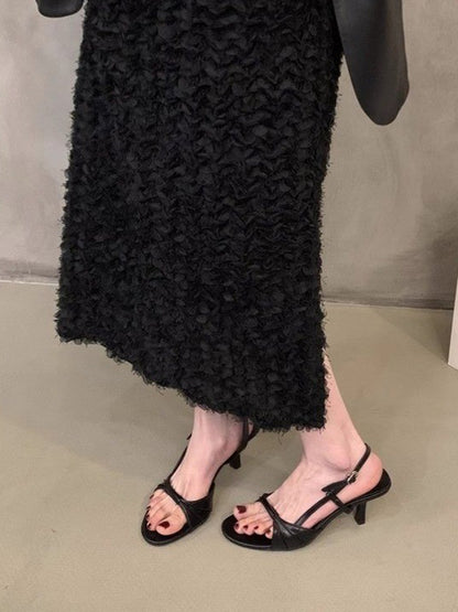 Belt Buckle Open Toe Peep-Toe Split-Joint Pumps Sandals Sling Shoes
