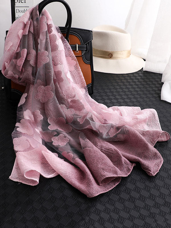 Original Floral Sun-Protection Silk Scarf