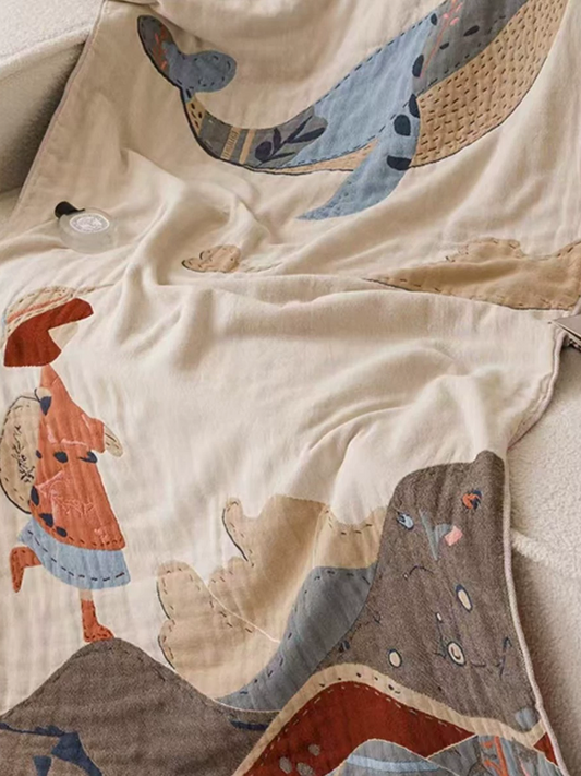 Whale Jacquard Cotton Gauze Bath Towel
