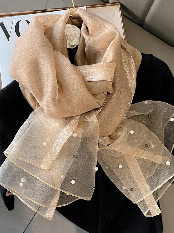 Sun-Protection Beaded See-Through Shawl&Scarf