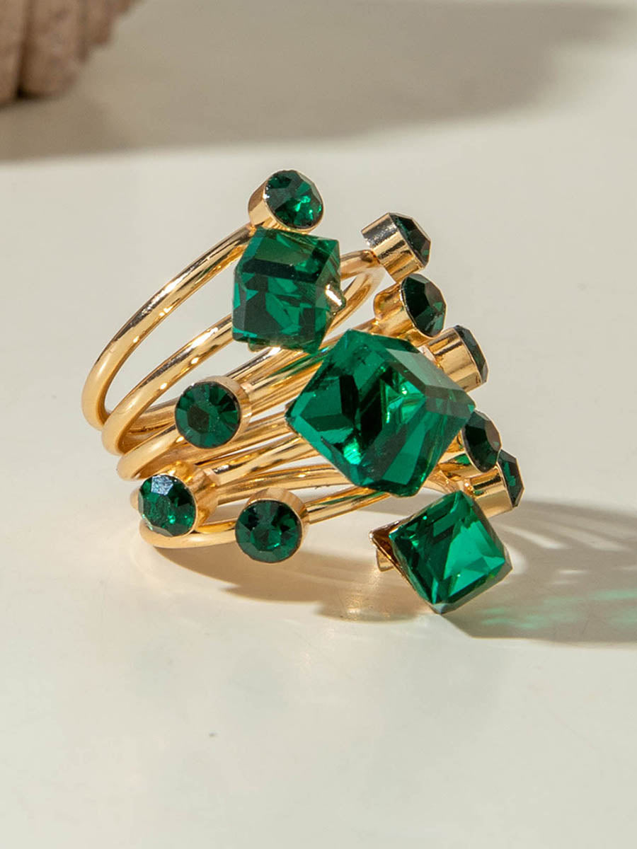 Geometric Rhine Stones Rings Accessories