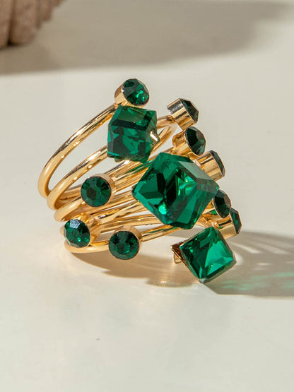 Geometric Rhine Stones Rings Accessories