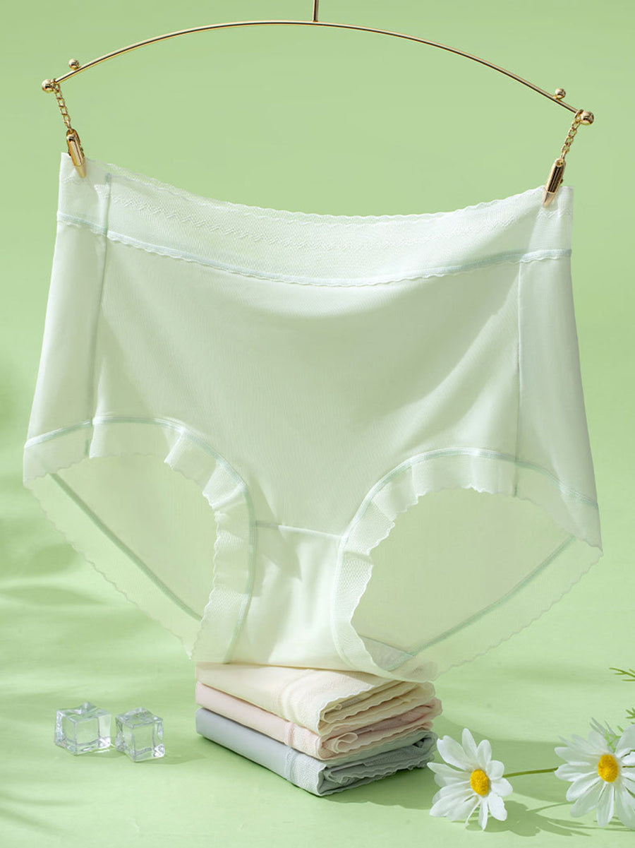 4 Pieces Summer Women Pure Color Thin Underwear