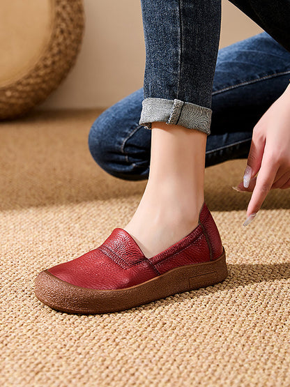 Women Summer Casual Genuine Leather Flat Shoes