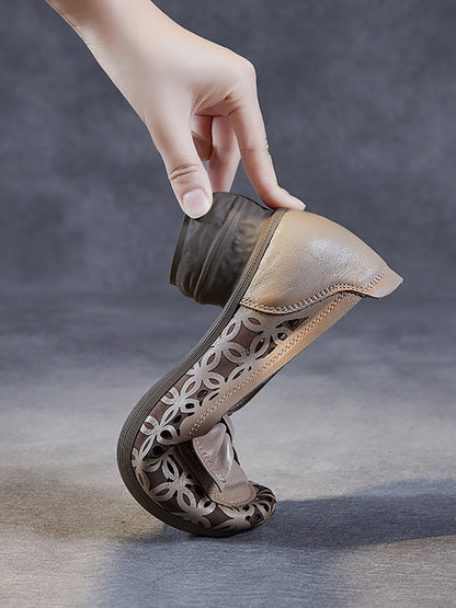 Women Summer Leather Flower Hollow Out Bowknot Shoes