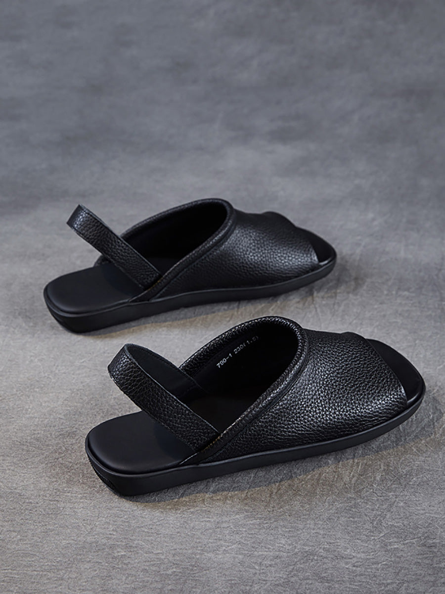 Women Summer Genuine Leather Soft Falt Sandals