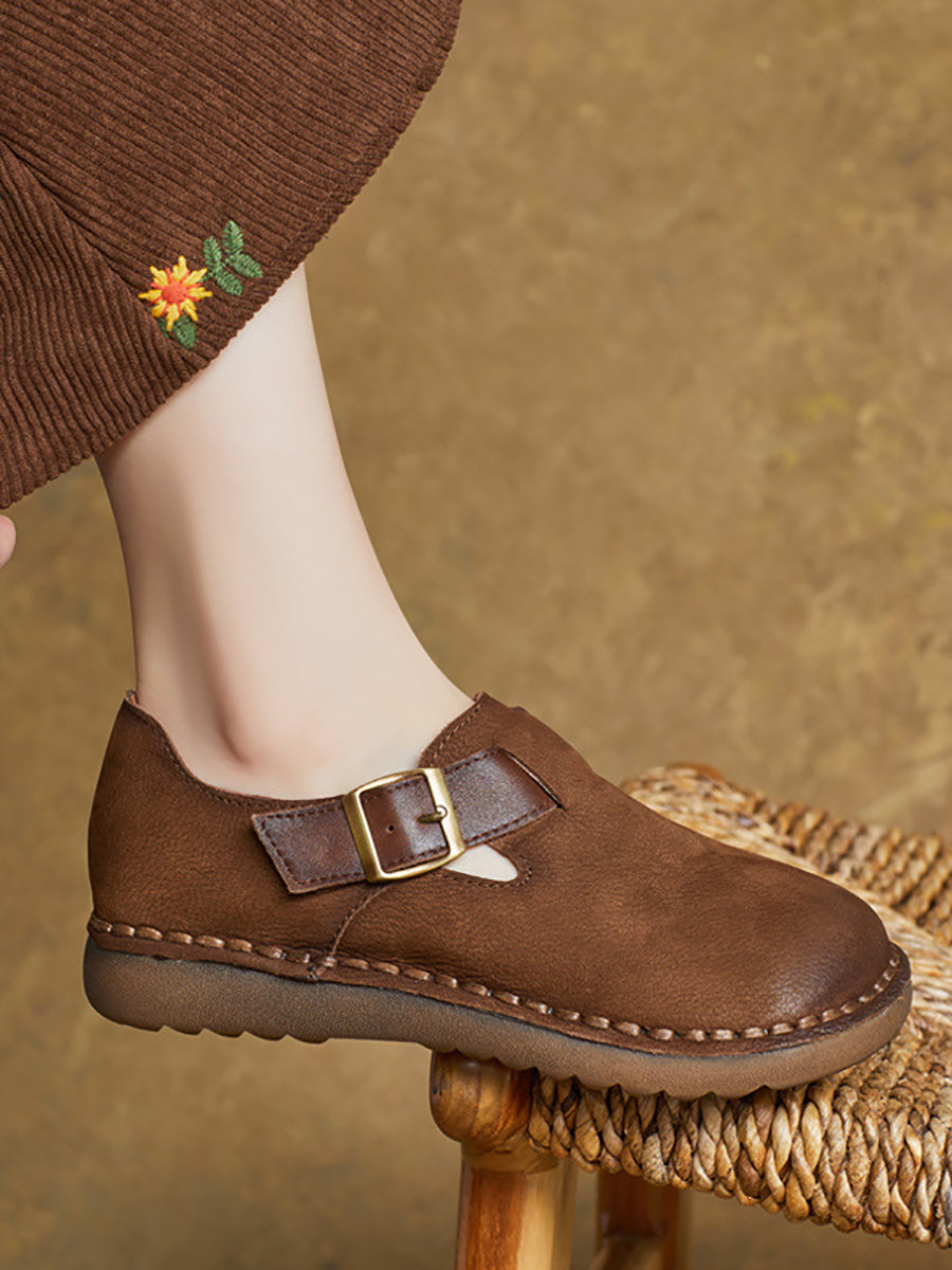 Women Casual Soft Genuine Leather Flat Shoes